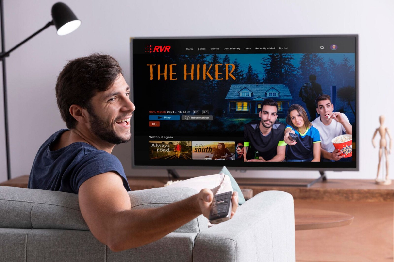 IPTV Quebec Man enjoying IPTV Quebec streaming service on a smart TV